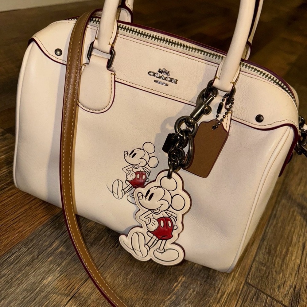 Coach Cream Satchel with Mickey Mouse Design